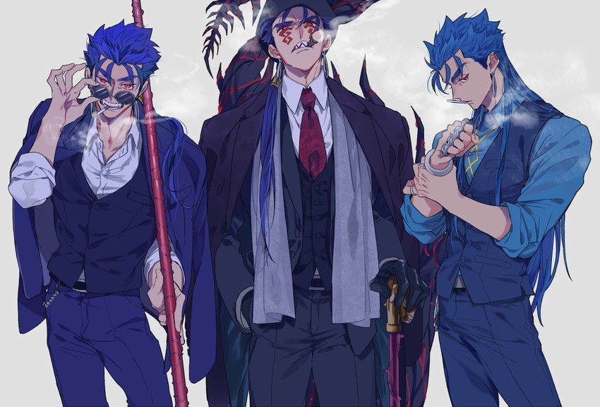 cu chulainn alter and cu chulainn (fate and 2 more) drawn by tatsuta_age