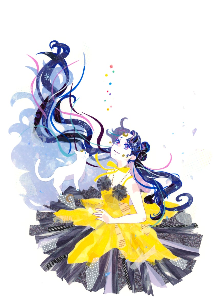 luna and artemis (bishoujo senshi sailor moon) drawn by ryono