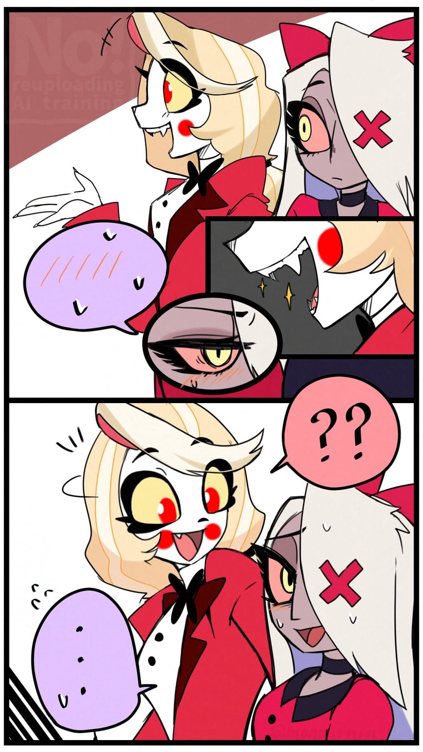 charlie morningstar and vaggie (hazbin hotel) drawn by mono_rnrn