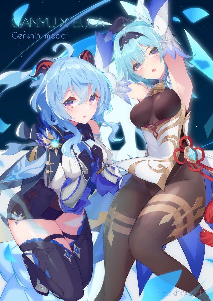 ganyu and eula (genshin impact) drawn by dark_hound_3
