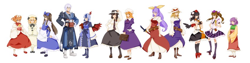 shameimaru aya, usami renko, morichika rinnosuke, maribel hearn, himekaidou hatate, and 7 more (touhou and 5 more) drawn by dango_ya