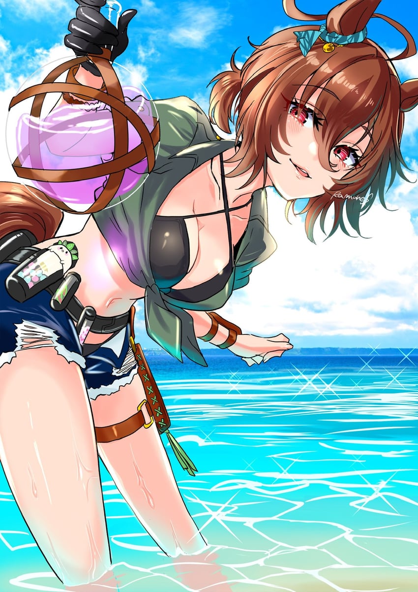 agnes tachyon and kii-kun (umamusume) drawn by satou_ramune