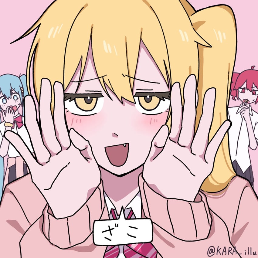 hatsune miku, kasane teto, and akita neru (vocaloid and 3 more) drawn by kara_illu