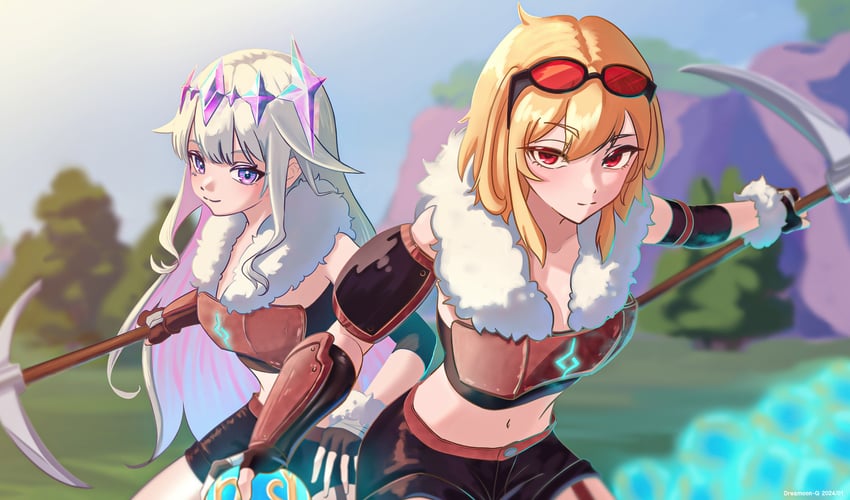koseki bijou, kaela kovalskia, and player character (hololive and 3 more) drawn by dreamoon-q