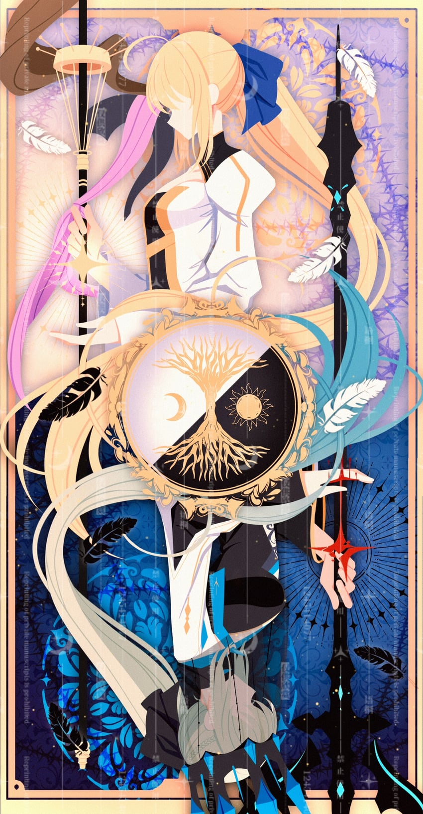 artoria pendragon, morgan le fay, and artoria caster (fate and 1 more) drawn by sakuranull