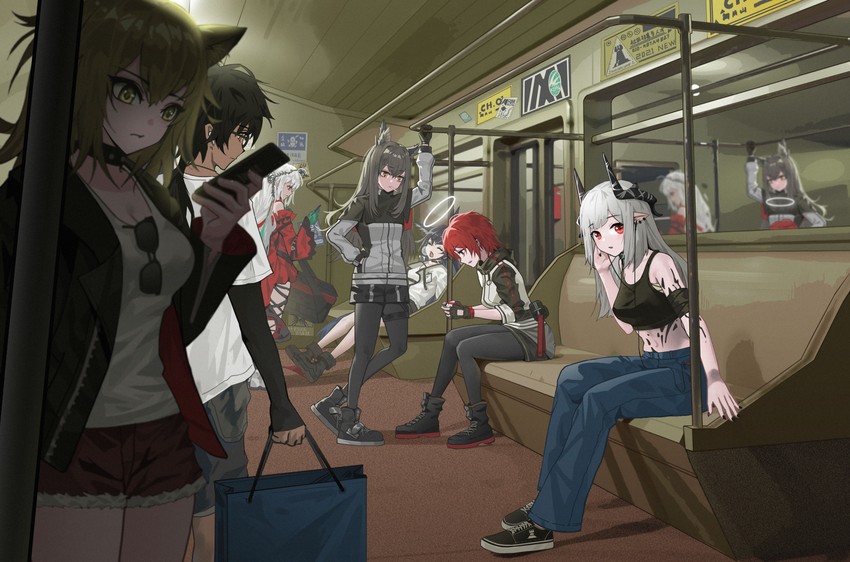 texas, skadi, exusiai, mudrock, skadi the corrupting heart, and 3 more (arknights) drawn by qiufenghaiming