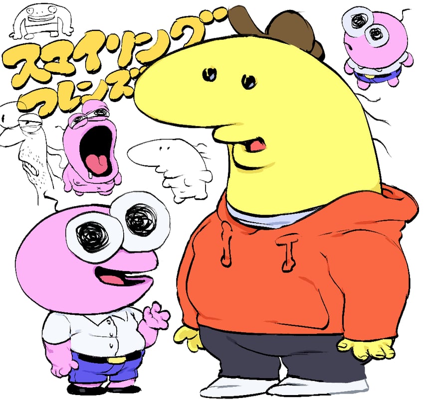 charlie dompler, pim pimling, mr. frog, and dj spit (smiling friends) drawn by yuuo_(tmdaxx)
