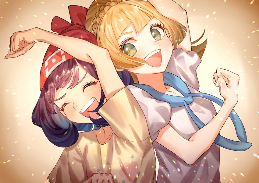 lillie and selene (pokemon and 2 more) drawn by yoshiyoshiwa