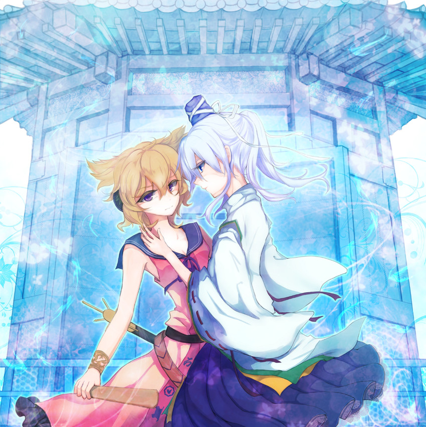toyosatomimi no miko and mononobe no futo (touhou) drawn by furapechi