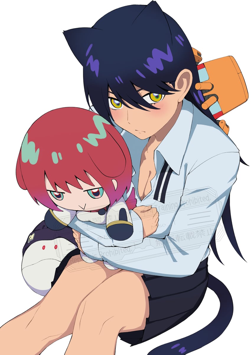 amate yuzuriha, haro, and nyaan (gundam and 1 more) drawn by miso_tanuki