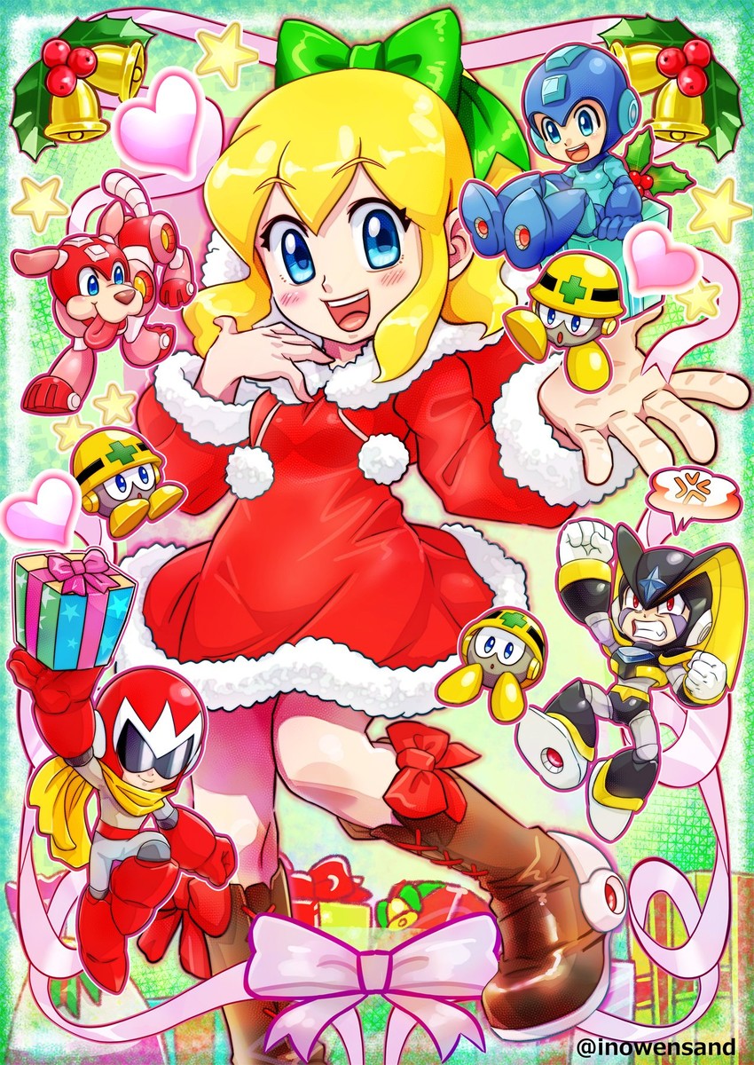 roll, mega man, proto man, bass, met, and 1 more (mega man) drawn by inowensand