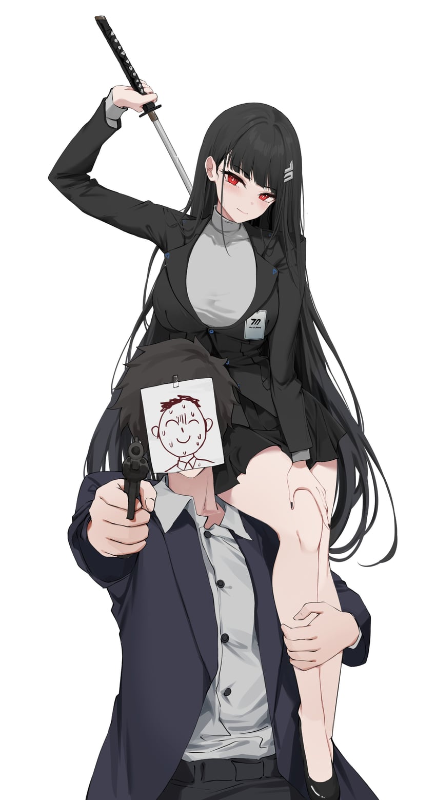 sensei, doodle sensei, and rio (blue archive) drawn by feint721