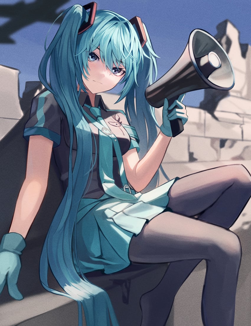 hatsune miku (vocaloid and 1 more) drawn by afri