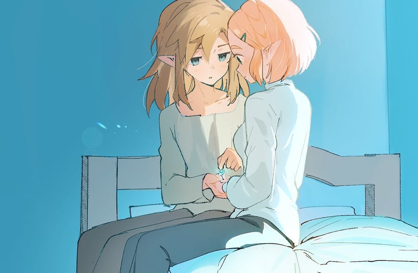 link and princess zelda (the legend of zelda and 1 more) drawn by o_ga