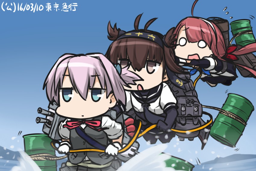 shiranui, hatsuzuki, kawakaze, and chou-10cm-hou-chan (kantai collection) drawn by hamu_koutarou