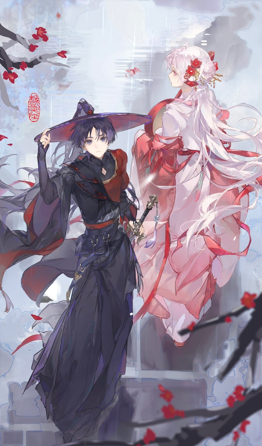 scaramouche and hayami momo (original and 1 more)