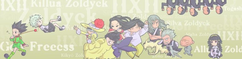 killua zoldyck, gon freecss, illumi zoldyck, alluka zoldyck, kalluto zoldyck, and 5 more (hunter x hunter) drawn by dollyly21