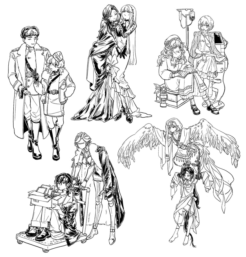 marcus, jiu niangzi, lilya, lucy, getian, and 5 more (reverse:1999) drawn by xuancheng