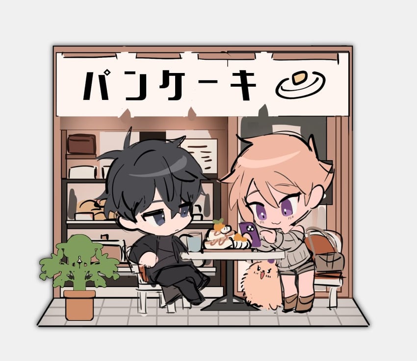momo and inbe naoyuki (original) drawn by ming_(5unri5e666)