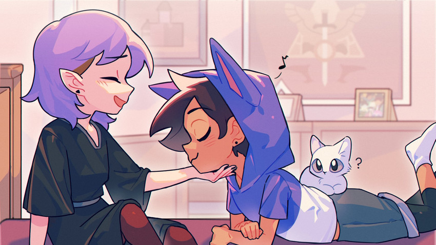 luz noceda, amity blight, and ghost (the owl house) drawn by doemunokami
