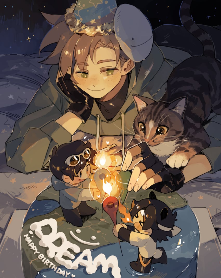 dream, sapnap, georgenotfound, and patches (real life and 1 more) drawn by luminous_slime