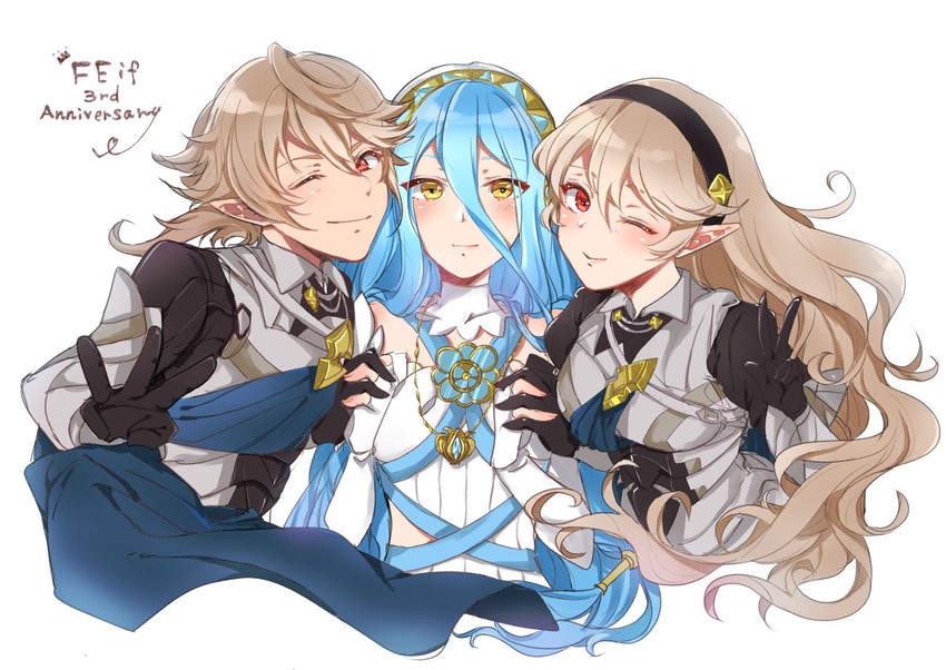 female corrin, azura, and male corrin (fire emblem and 2 more) drawn by nekolook