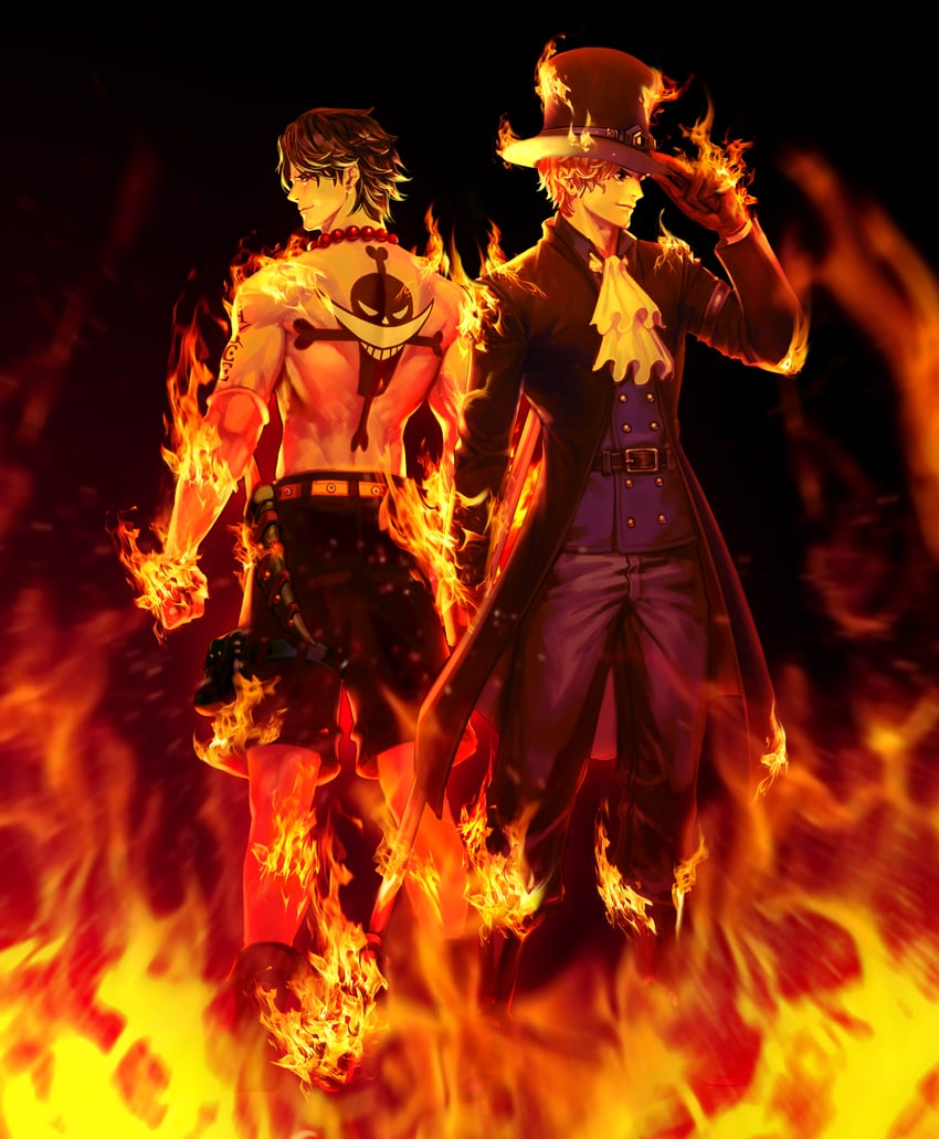 portgas d. ace and sabo (one piece) drawn by dadachyo