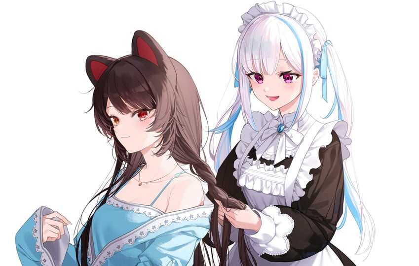 lize helesta and inui toko (nijisanji) drawn by rinderon0722