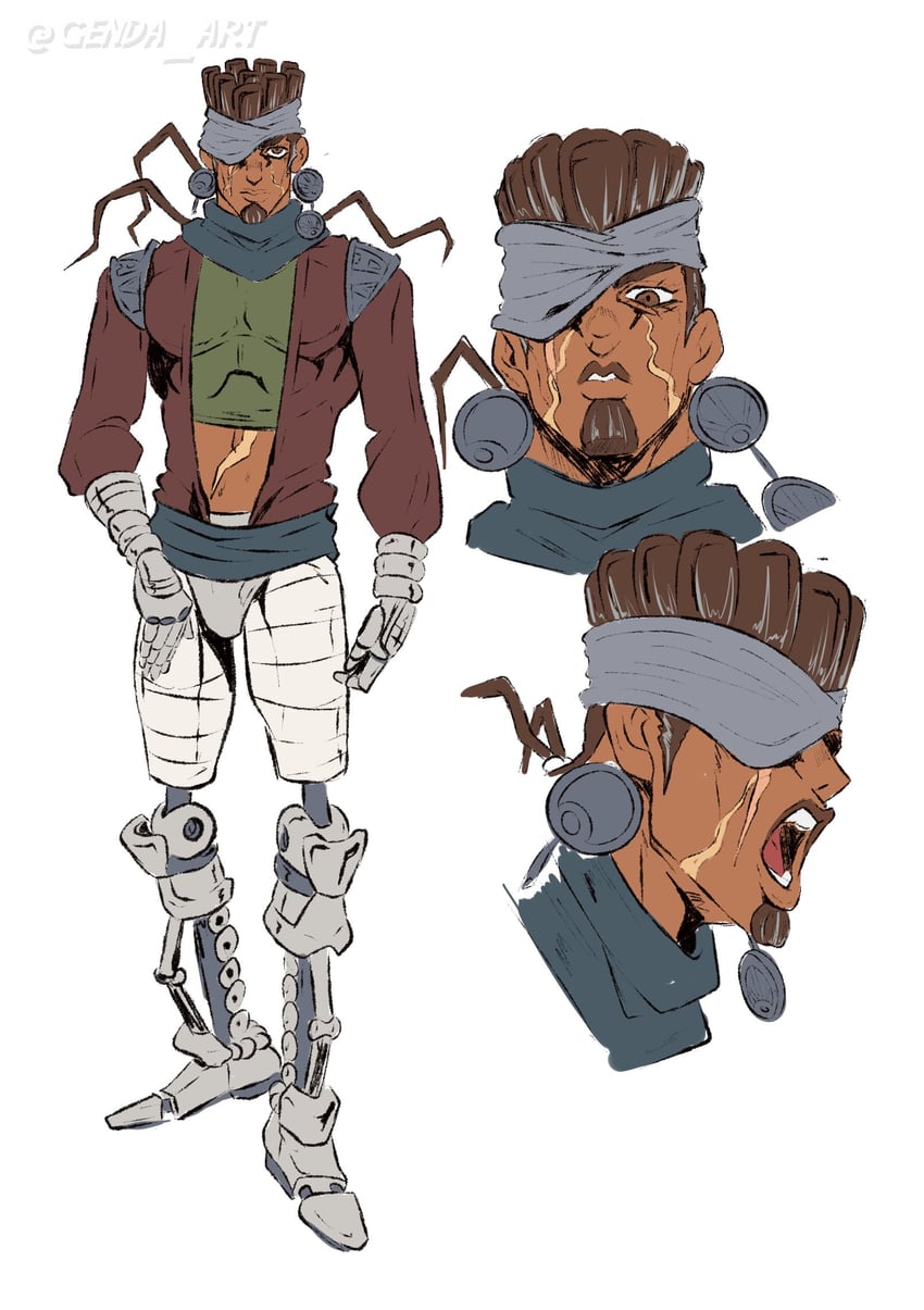 mohammed avdol (jojo no kimyou na bouken and 2 more) drawn by genda_art