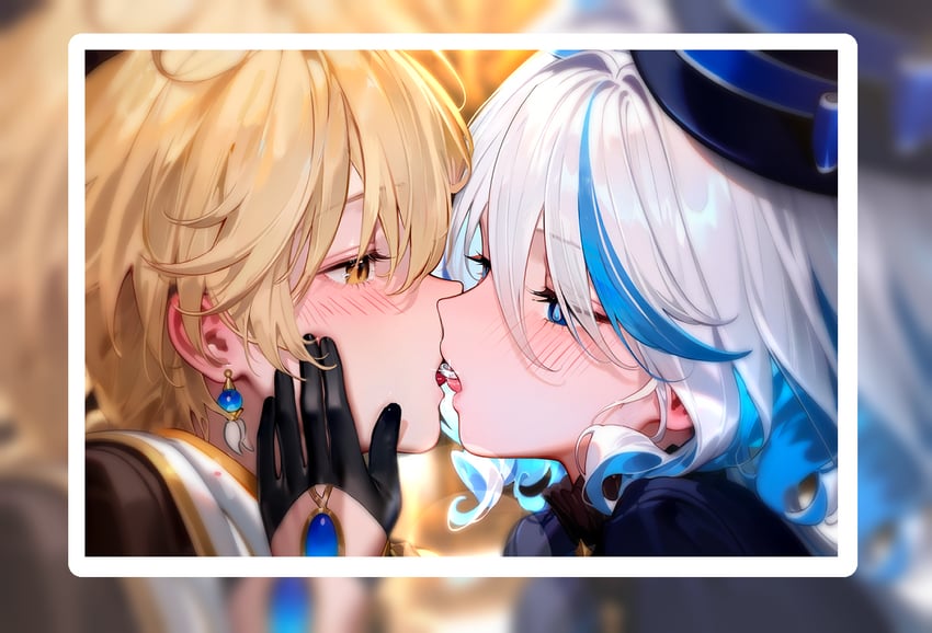 aether and furina (genshin impact) drawn by shuimonianhua