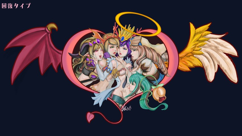 echidna, lilith, siren, alraune, and archangel (puzzle & dragons) drawn by xiglin