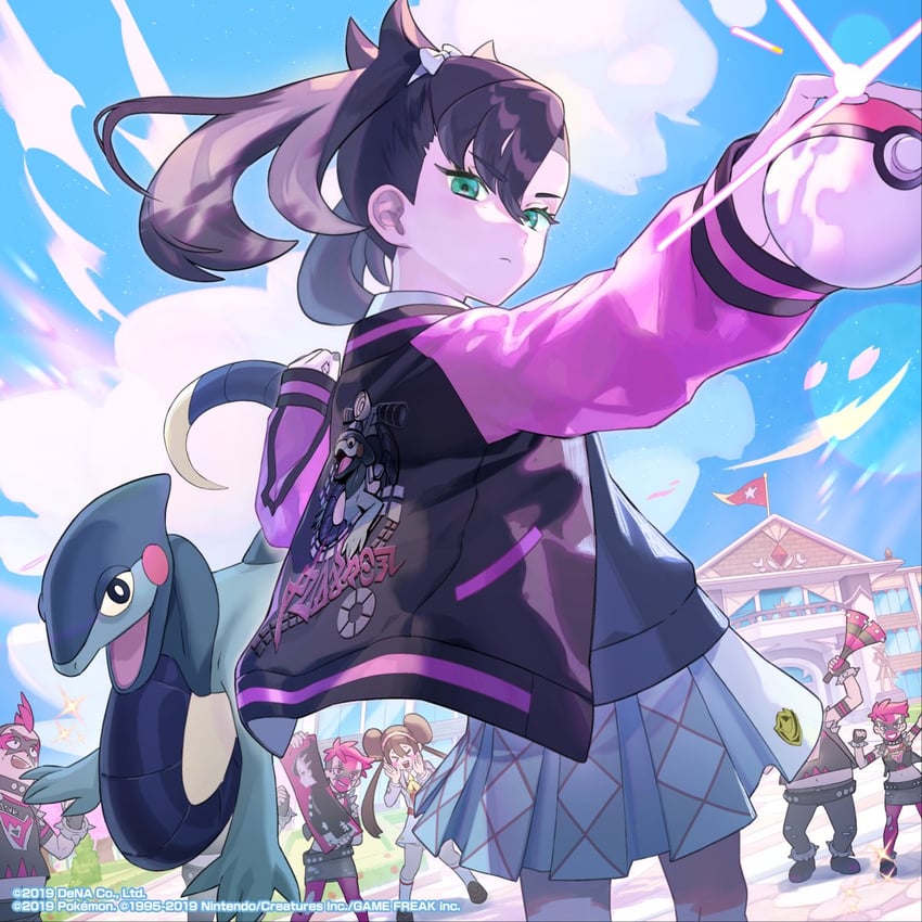 team yell grunt, rosa, marnie, and cyclizar (pokemon and 2 more)