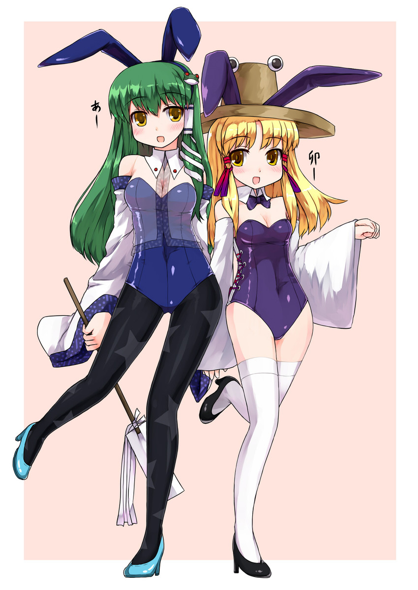 kochiya sanae, moriya suwako, and pyonta (touhou) drawn by ktsecond