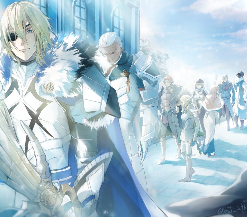 dimitri alexandre blaiddyd, ingrid brandl galatea, sylvain jose gautier, mercedes von martritz, felix hugo fraldarius, and 3 more (fire emblem and 1 more) drawn by zat_296
