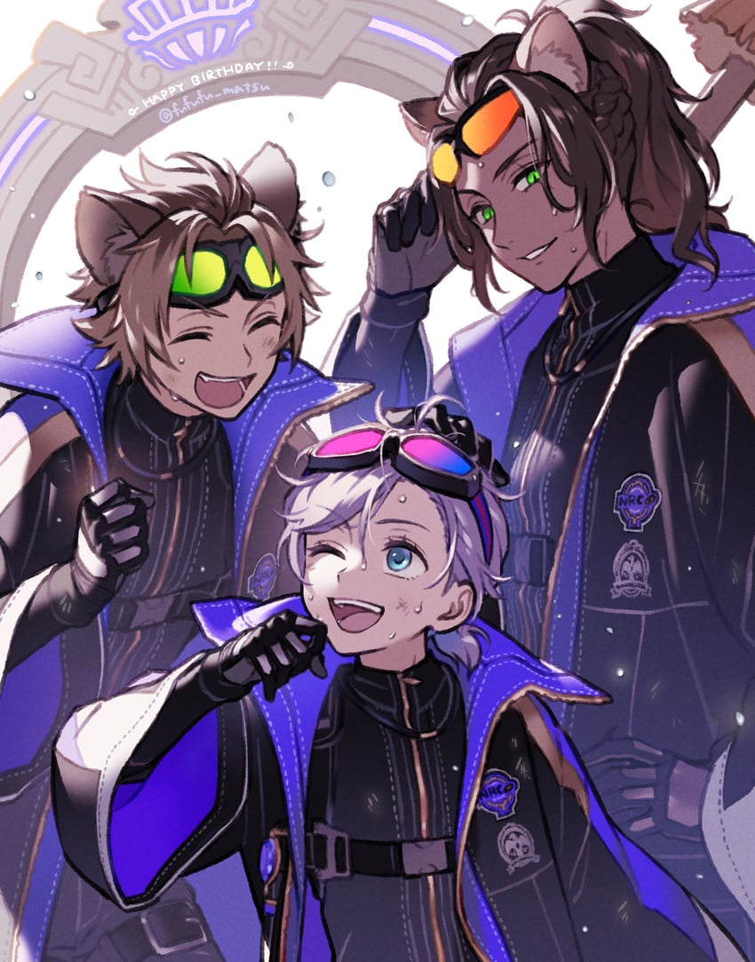 leona kingscholar, ruggie bucchi, and epel felmier (twisted wonderland) drawn by funuyu