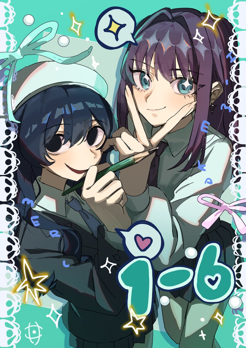 zetsubouda meru and saiki himeka (kimi no koto ga dai dai dai dai daisuki na 100-nin no kanojo) drawn by yasan_2