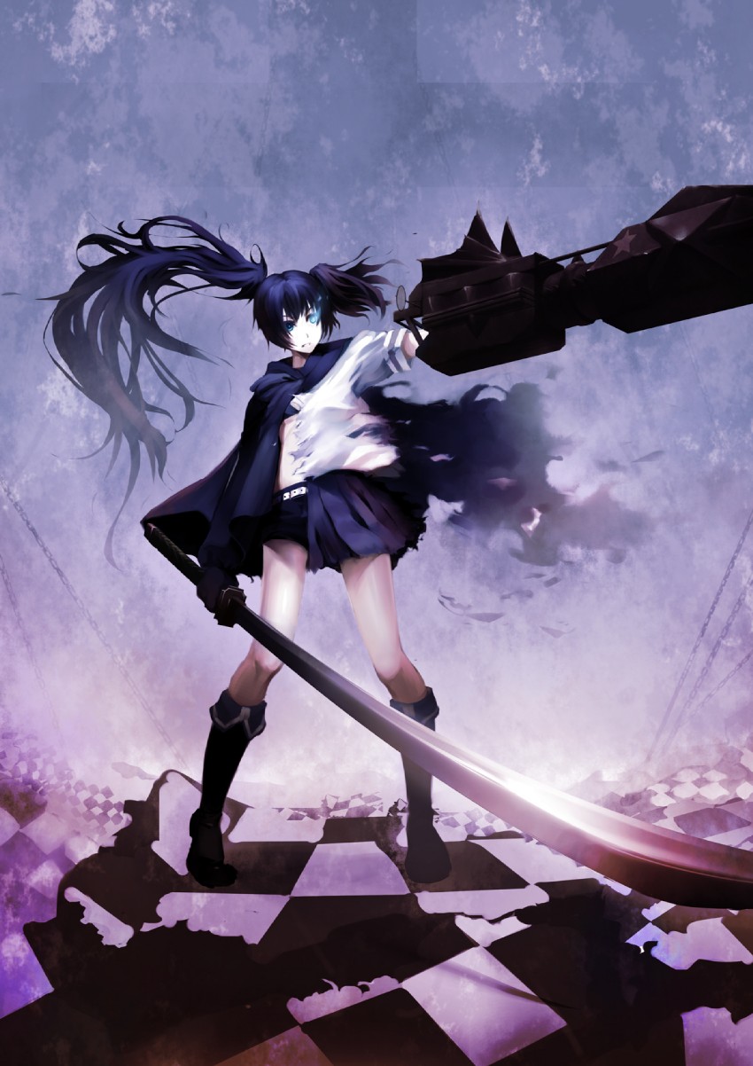 black rock shooter and kuroi mato (black rock shooter) drawn by kange