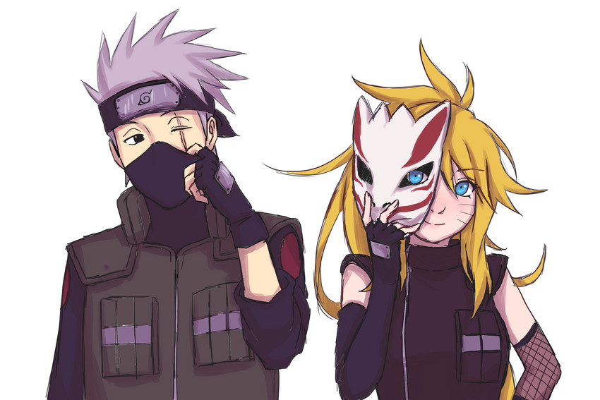 uzumaki naruto, hatake kakashi, and naruko (naruto) drawn by athanatosora