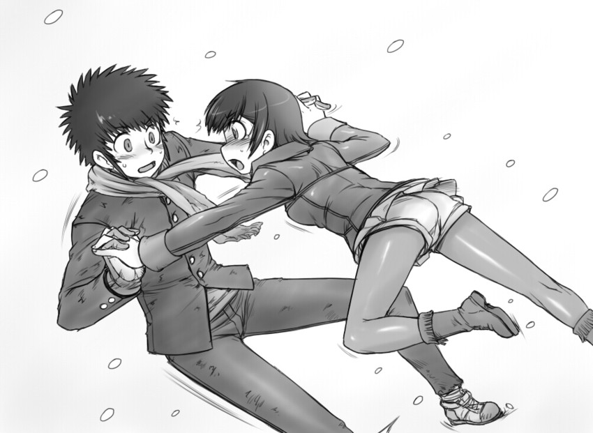 misaka mikoto and kamijou touma (toaru majutsu no index and 1 more) drawn by kuontendou