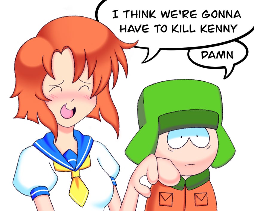ryuuguu rena and kyle broflovski (higurashi no naku koro ni and 1 more) drawn by penkangaroo