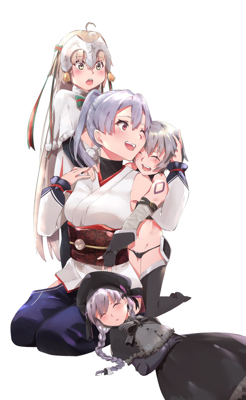 jack the ripper, tomoe gozen, jeanne d'arc alter santa lily, and nursery rhyme (fate and 1 more) drawn by vegetablenabe