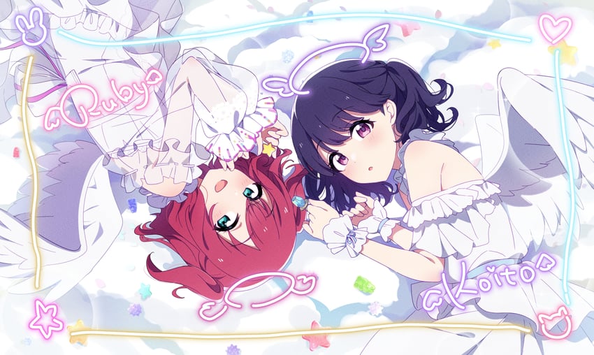 kurosawa ruby and fukumaru koito (idolmaster and 3 more) drawn by reikakrzk