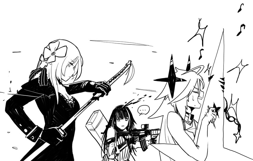 m4a1, aug, and clear (girls' frontline and 4 more) drawn by huqu