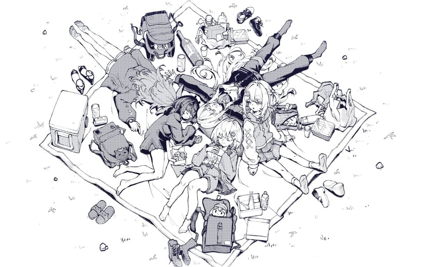 gawr gura, mori calliope, ninomae ina'nis, takanashi kiara, watson amelia, and 3 more (hololive and 1 more) drawn by zetsuental