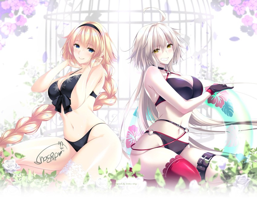 jeanne d'arc alter and jeanne d'arc (fate and 1 more) drawn by choco_chip