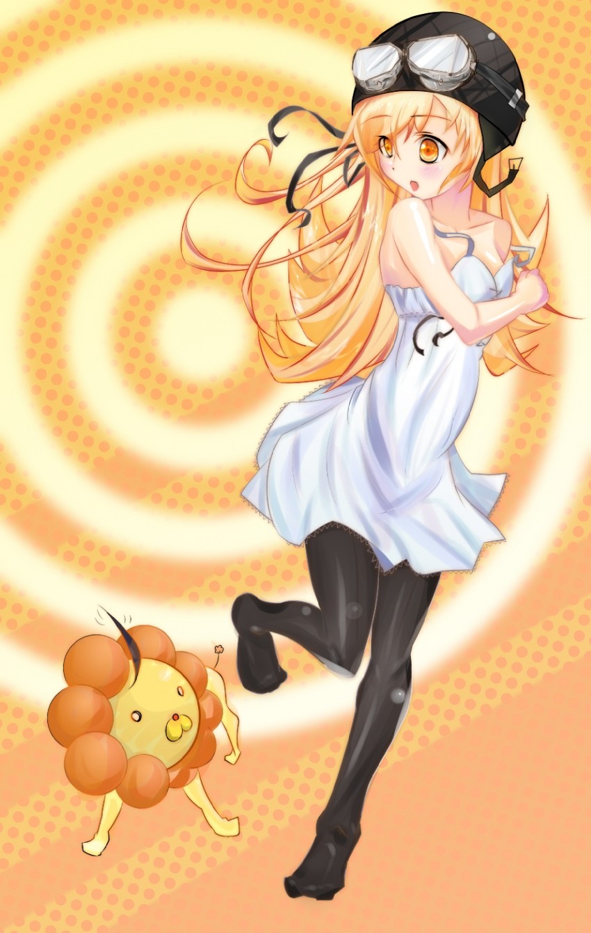 oshino shinobu and pon de lion (monogatari and 2 more) drawn by oukasakura