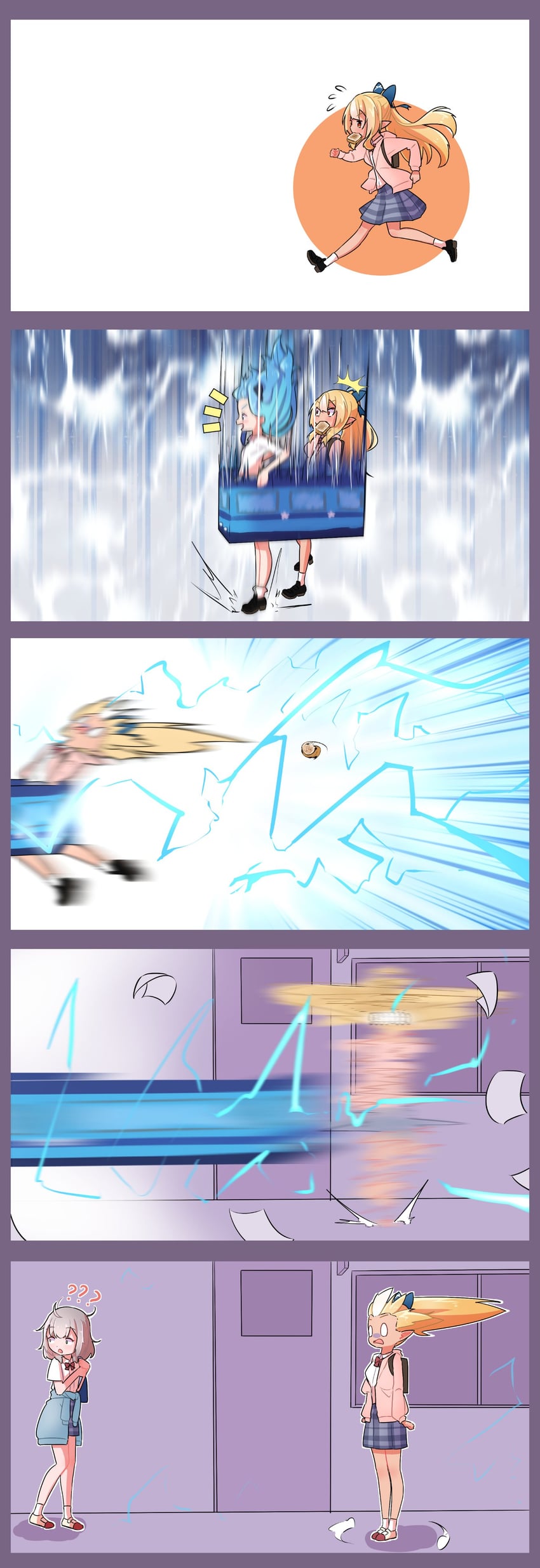 hoshimachi suisei, shirogane noel, and shiranui flare (hololive and 1 more) drawn by dezhsieh