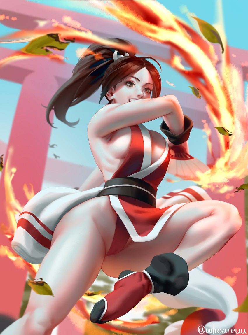 shiranui mai (the king of fighters and 1 more) drawn by whoareuu