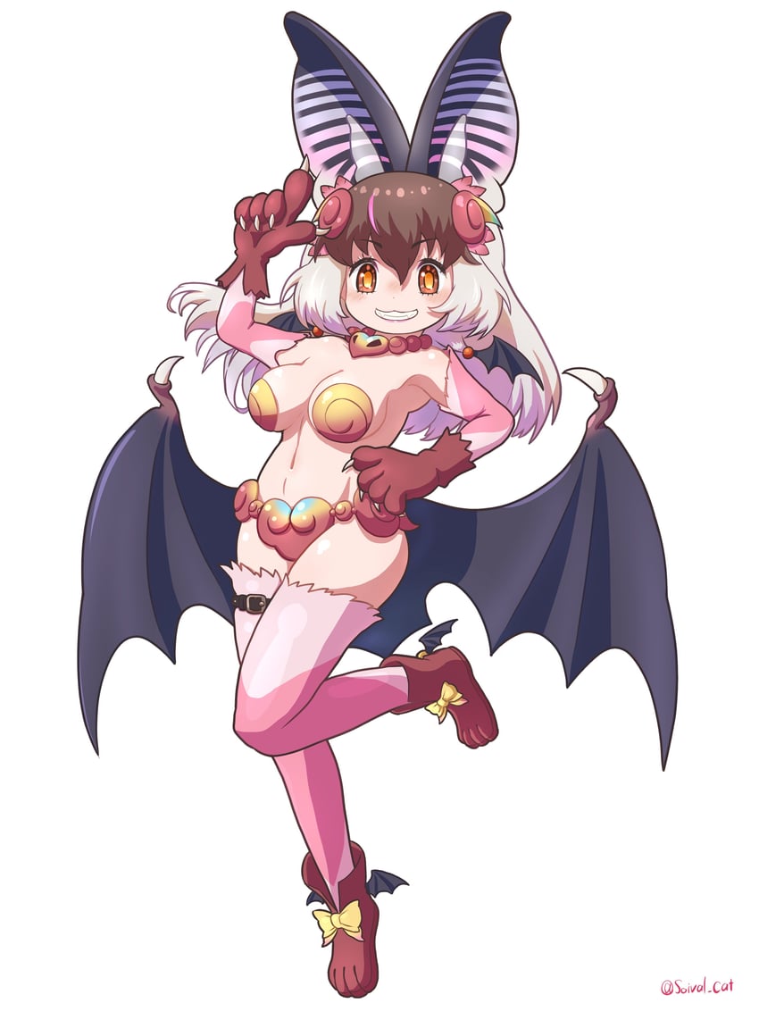 brown long-eared bat and shiisaa lefty (kemono friends and 1 more) drawn by saival_cat