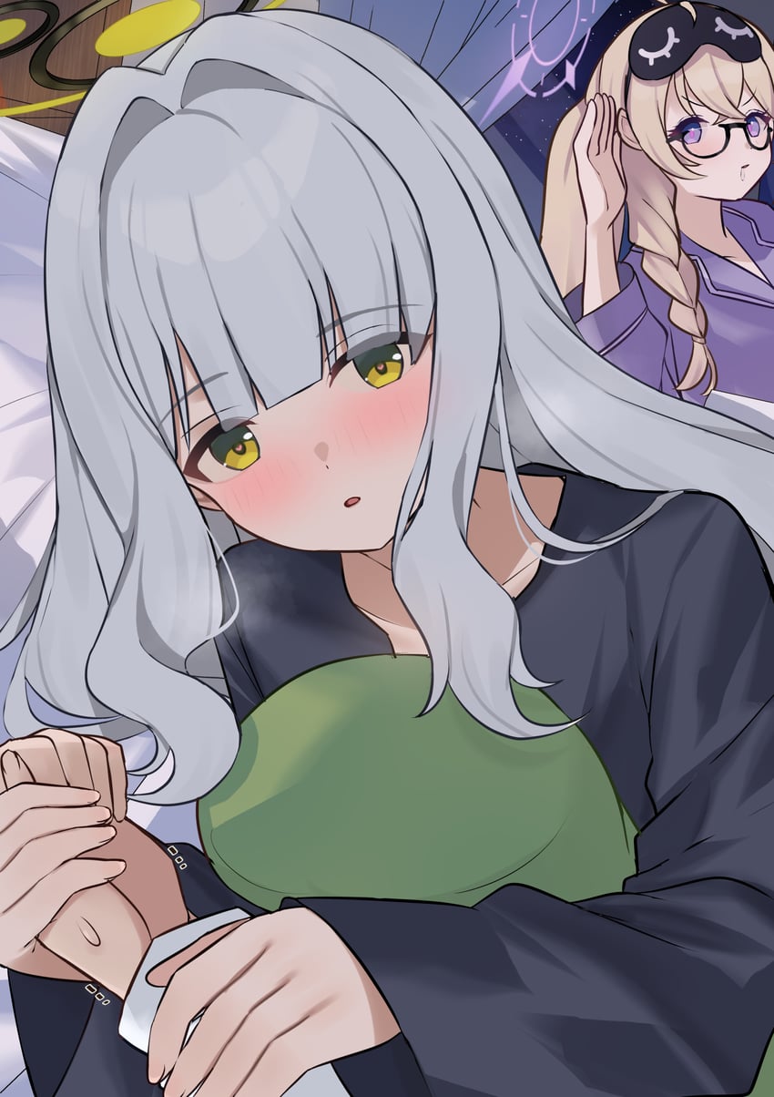 sensei, hare, and kotama (blue archive) drawn by mi_taro333